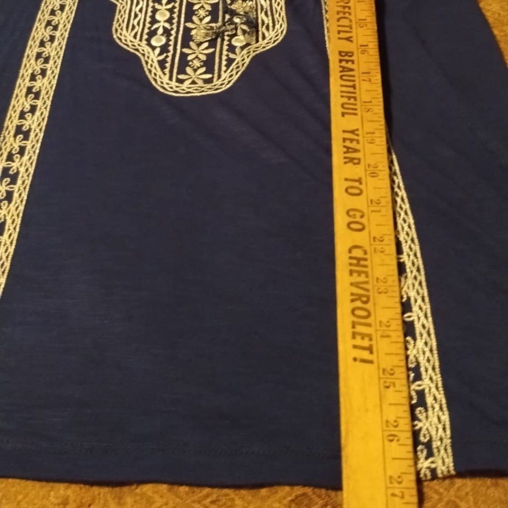 INC International Concepts Women's Royal blue, Embroidered/Mirrored Peasant Top - Picture 10 of 13